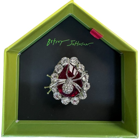 Betsey Johnson Red and Silver Spider Ring, size 7, new in box - Picture 1 of 5